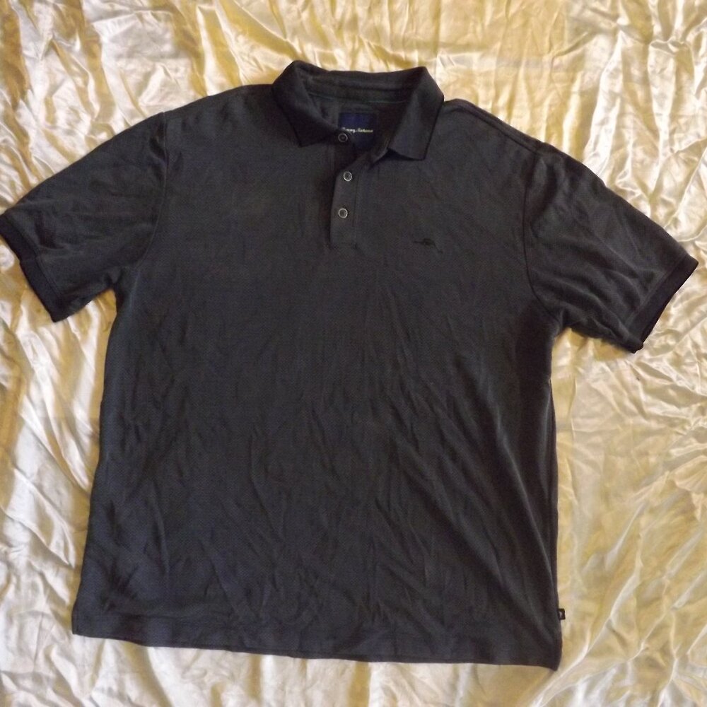 Tommy Bahama Modal Blend Gray Chevron Polo Shirt Men's Size XL